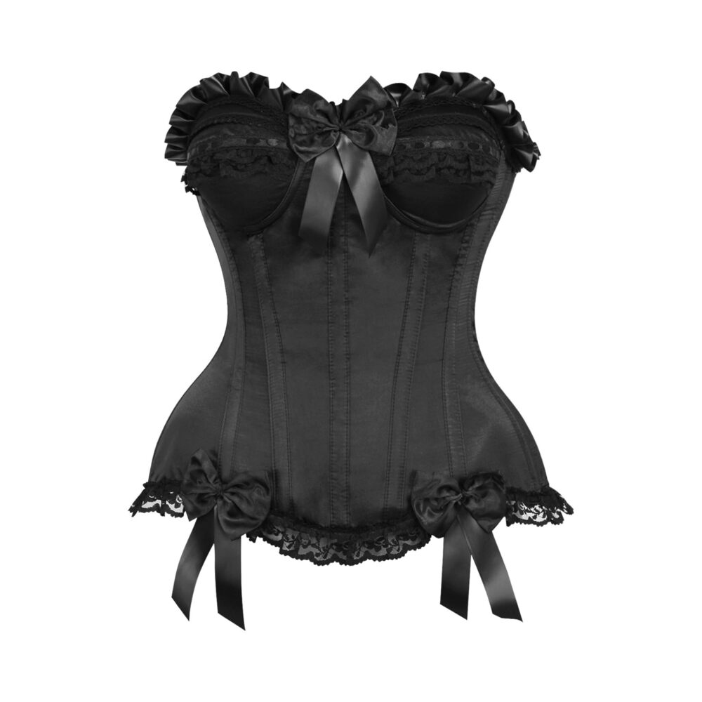 8789 Top Drawer Black Satin Steel Boned Overbust Corset 5X